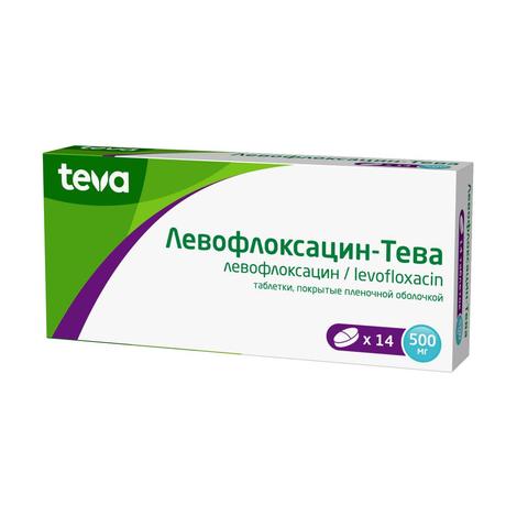 Фото Левофлоксацин-Тева, таблетки покрыт. плен. об. 500 мг, 14 шт.