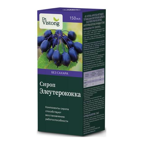 Фото Dr.Vistong, сироп Элеутерококка, без сахара, 150 мл
