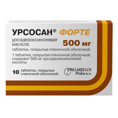 Фото Урсосан Форте, таблетки покрыт. плен. об. 500 мг, 10 шт.