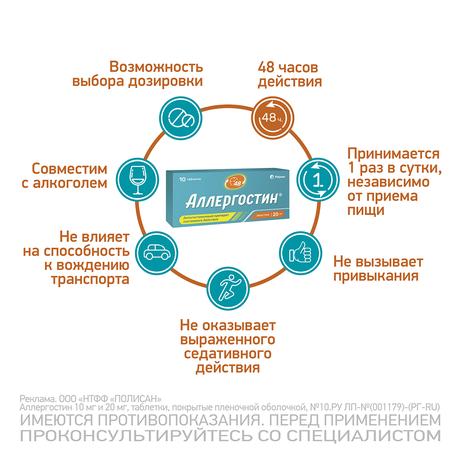 Фото Аллергостин, таблетки 10 мг, 10 шт.