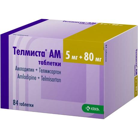 Фото Телмиста АМ, таблетки 5 мг+80 мг, 84 шт.