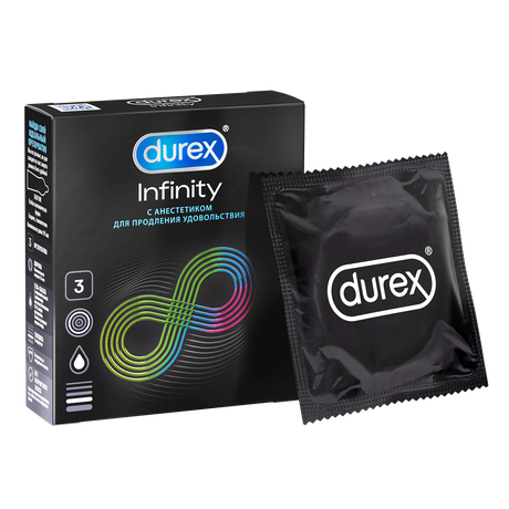 Фото Презервативы Durex Infinity с анестетиком гладкие, 3 шт.