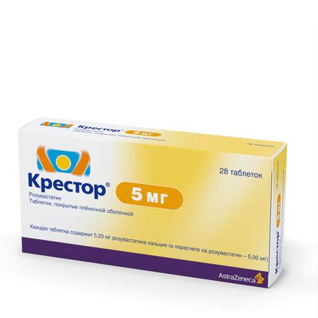 Фото Крестор таблетки, покрытые пленочной оболочкой 5 мг, 28 шт.