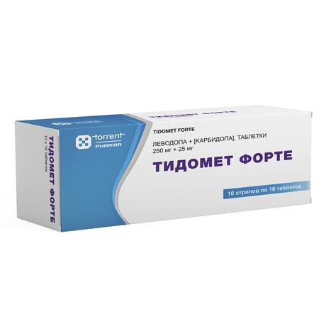 Фото Тидомет форте, таблетки 250 мг+25 мг, 100 шт.