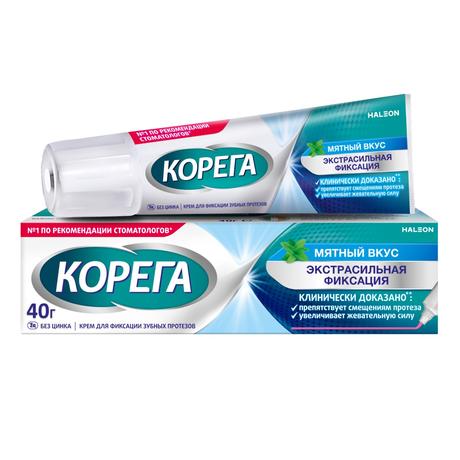 Фото Корега Экстра Сильный Мятный крем для всесторонней фиксации съемных зубных протезов до 12 часов, 40 г