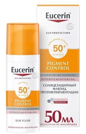 Фото Eucerin Sensitive Protect Cолнцезащитный флюид против пигментации SPF50+ 50 мл