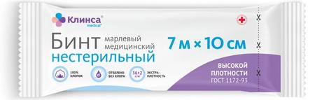 Фото Клинса, бинт марлевый медицинский нестерильный (7 м х 10 см)