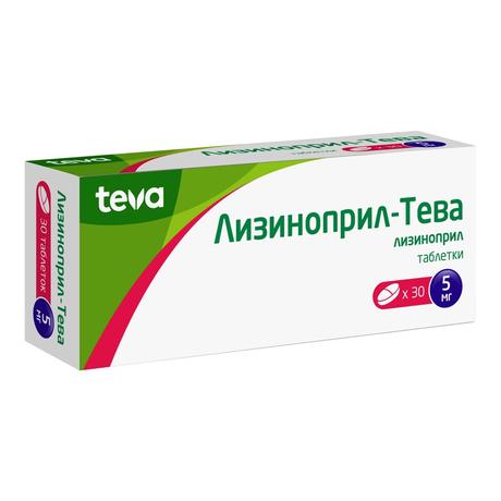 Фото Лизиноприл-Тева, таблетки 5 мг, 30 шт.