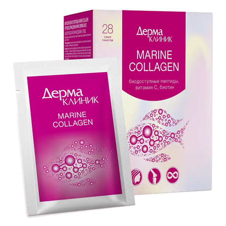 Фото ДермаКлиник, Морской Коллаген,  пептиды, порошок для приготовления раствора для приема внутрь, саше-пакеты, 28 шт.