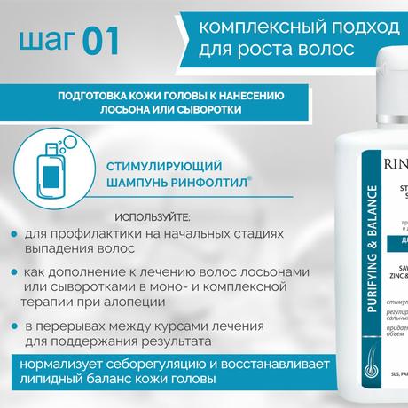 Фото  Ринфолтил Про шампунь против выпадения и для роста волос для жирных волос 200 мл, 1 шт.
