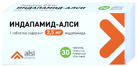 Фото Индапамид-АЛСИ, таблетки покрыт. плен. об. 2,5 мг, 30 шт.
