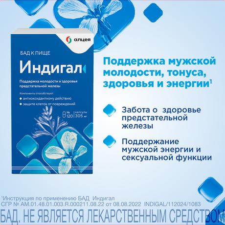 Фото Индигал, капсулы 305 мг, 120 шт.