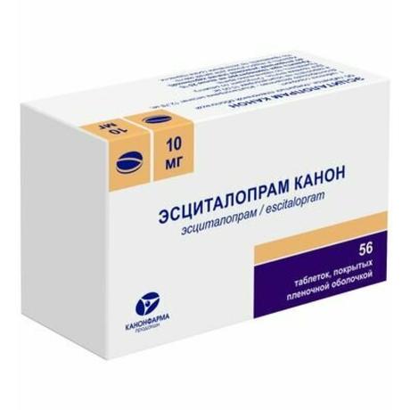 Фото Эсциталопрам Канон таблетки, покрытые пленочной оболочкой 10 мг, 56 шт.