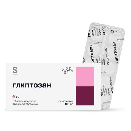 Фото Глиптозан, таблетки покрыт. плен. об. 100 мг, 30 шт.