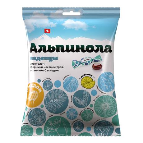 Фото Альпинола, леденцы с ментолом, эфирными маслами трав, витамином С и медом 75 г, 1 шт.