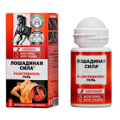 Фото Лошадиная сила Разогреватель, гель для тела, ролик, 90 мл