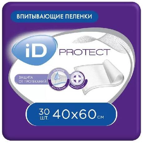 Фото Пеленки одноразовые впитывающие iD Protect 40 см х 60 см, 30 шт.