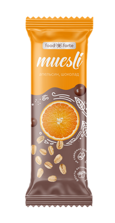 Фото Батончик мюсли FoodForte, Апельсин в шоколаде, 50 г