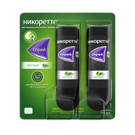 Фото Никоретте, спрей мятный для рта, 150 доз (13.2 мл), 2 шт.