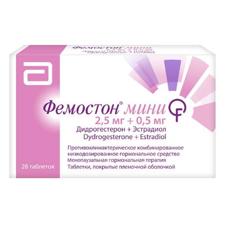 Фото Фемостон Мини таблетки, покрытые пленочной оболочкой 2.5 мг+0.5 мг, 28 шт.