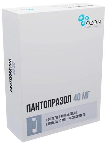 Фото Пантопразол, лиофилизат для приготовления раствора для внутривенного введения, 40 мг