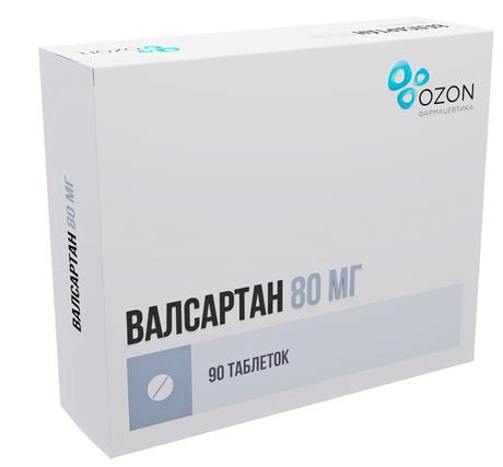 Фото Валсартан, таблетки в плёночной оболочке 80 мг, 90 шт.