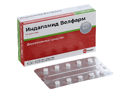 Фото Индапамид Велфарм таблетки, покрытые пленочной оболочкой, 30 шт.
