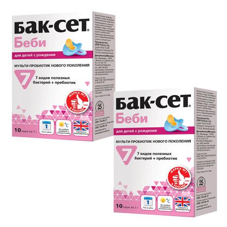 Фото Набор 2уп Бак-Сет Беби порошок саше 1г 10шт