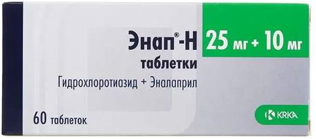 Фото Энап-Н, таблетки 25 мг+10 мг, 60 шт.