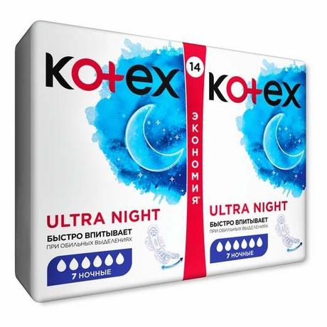 Фото Kotex Ultra Night, прокладки, 14 шт.
