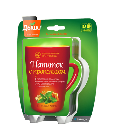 Фото Дыши, напиток с прополисом, со вкусом мяты, саше, 10 шт.