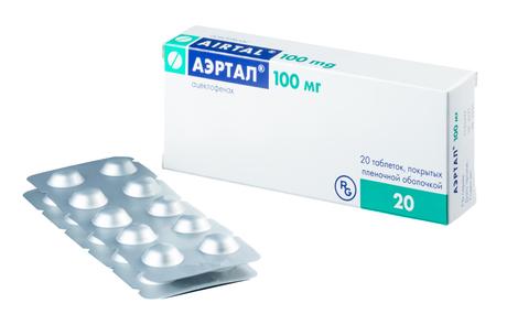 Фото Аэртал, таблетки покрыт. плен. об. 100 мг, 20 шт.