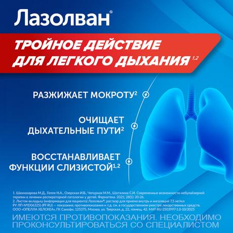 Фото Лазолван, раствор 7,5 мг/мл, 100 мл