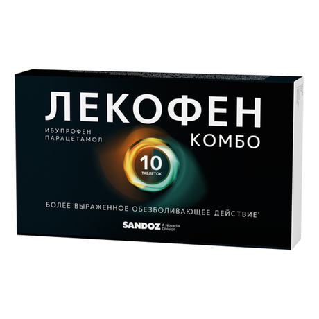 Фото Лекофен Комбо, таблетки покрыт. плен. об. 200 мг+500 мг, 10 шт.