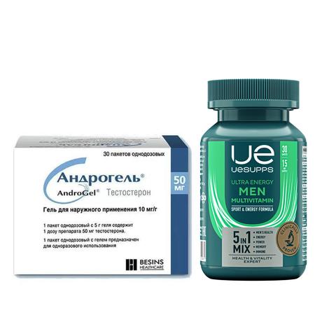 Фото Набор Андрогель 10 мг/г x30 и UESUPPS Ультра Энерджи Мен, табл x30