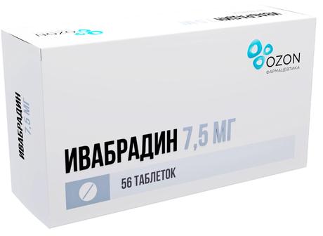 Фото Ивабрадин, таблетки, покрытые пленочной оболочкой 7,5 мг, 56 шт.