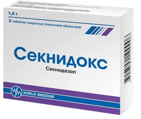 Фото Секнидокс, таблетки покрыт. плен. об. 1 г, 2 шт