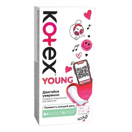 Фото Kotex Young, прокладки ежедневные экстратонкие, 16 шт.