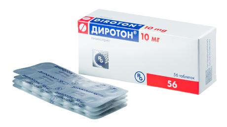 Фото Диротон, таблетки 10 мг, 56 шт.