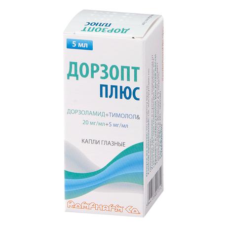 Фото Дорзопт Плюс, капли глазные 20 мг/мл+5 мг/мл, 5 мл