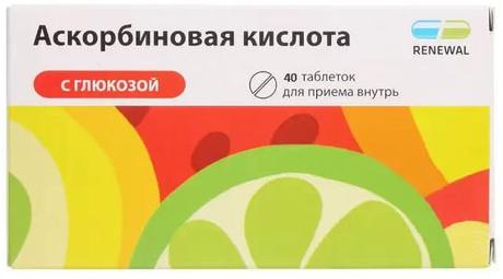 Фото Аскорбиновая кислота с глюкозой, таблетки, 40 шт.
