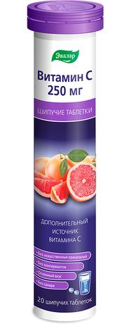 Фото Эвалар Витамин С 250 мг, таблетки шипучие, 20 шт.