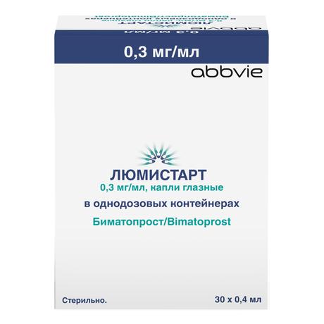 Фото Люмистарт, капли глазные 0.3 мг/мл, контейнер 0.4 мл, 30 шт.