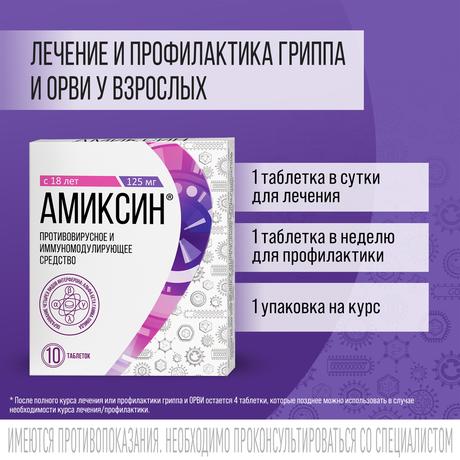 Фото Амиксин, таблетки покрыт. плен. об. 125 мг, 10 шт.