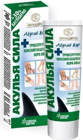 Фото Акулья сила Акулий жир, троксерутин, конский каштан, кора ивы, гель-бальзам для ног 100 мл, 1 шт.