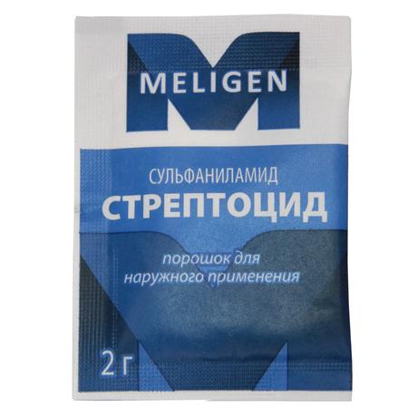 Фото Стрептоцид, порошок (Мелиген), пакетик 2 г