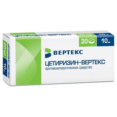 Фото Цетиризин-Вертекс, таблетки покрыт. плен. об. 10 мг, 20 шт.