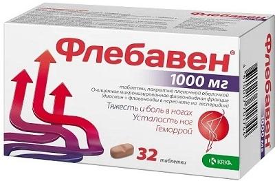 Фото Флебавен, таблетки покрыт. плен. об. 1000 мг, 32 шт.