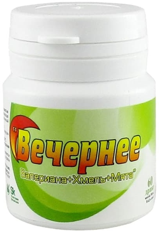 Фото Вечернее (валериана, хмель, мята) драже 200 мг, 60 шт.