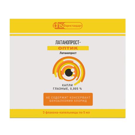 Фото Латанопрост-Оптик, капли глазные 0,005 % флакон/капельница 5 мл, 3 шт.